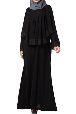 Modest Dress With Extra Layer and Lace work 1