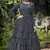 Navy-blue foilage print georgette Designer gown