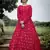 Rani-pink foilage print georgette Designer gown