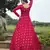 Rani-pink foilage print georgette Designer gown