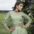 Light-green thread embroidery cotton Designer gown