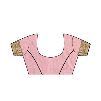 Light pink embroidered silk saree with blouse 2