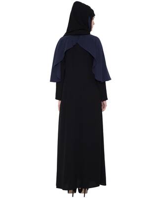 Shaima  Cape Style Abaya  Black & Blue 4