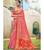 Sangam Prints Pink Cotton Handloom Woven Work Traditional Saree