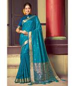 Sangam Prints Sky Blue Handloom Silk Woven Work Traditional Saree