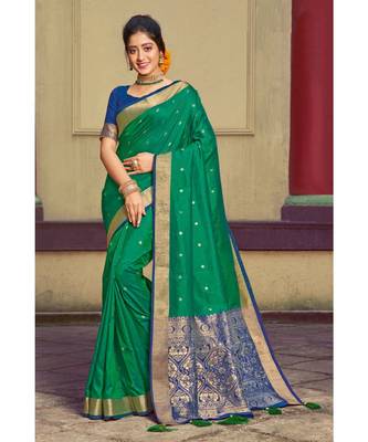 Sangam Prints Rama Handloom Silk Woven Work Traditional Saree 1