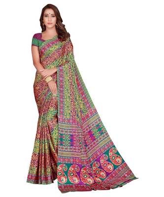 Sangam Prints Multicolour Silk Crepe Printed Traditional Saree 1