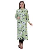 Light-olive printed rayon kurtas-and-kurtis