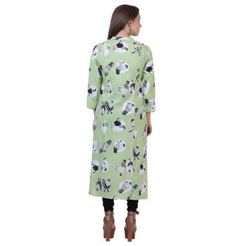 Light-olive printed rayon kurtas-and-kurtis 2