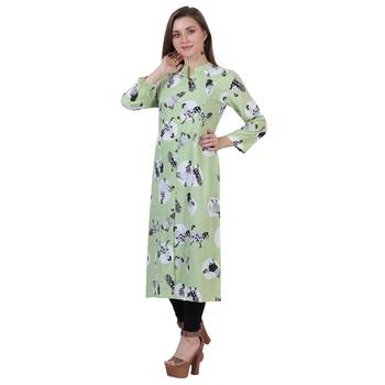 Light-olive printed rayon kurtas-and-kurtis 4