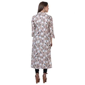Beige printed rayon kurtas-and-kurtis 2