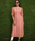 Women Orange Long Kurti