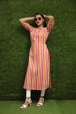 Women Orange Long Kurti 2