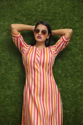 Women Orange Long Kurti 5