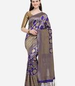 Purple woven silk blend saree with blouse