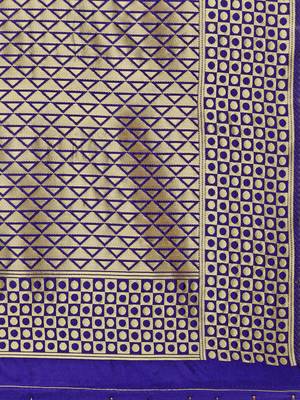 Purple woven silk blend saree with blouse 4