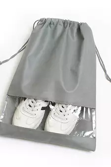 atorakushon   Fabric Shoe Cover Travelling Storage Bag Footwear Wardrobe Organizer Pouch Pack of 12 (Grey)