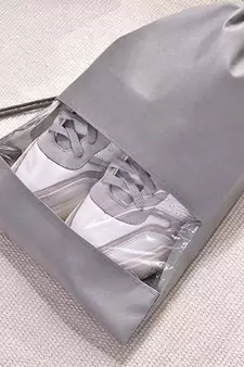 atorakushon   Fabric Shoe Cover Travelling Storage Bag Footwear Wardrobe Organizer Pouch Pack of 18 (Grey)