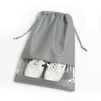 atorakushon   Fabric Shoe Cover Travelling Storage Bag Footwear Wardrobe Organizer Pouch Pack of 24 (Grey) 4