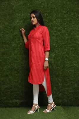 Women Red Designer Kurti 3