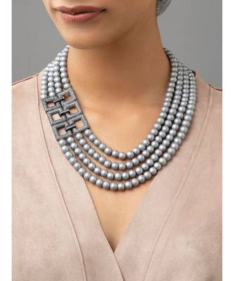 Grey multi-layered shell pearls with a base material of brass to provide rigidity 1