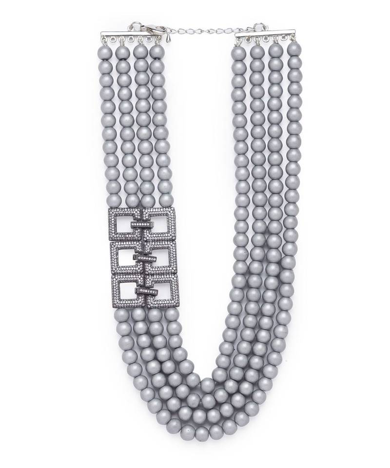 Grey multi-layered shell pearls with a base material of brass to provide rigidity