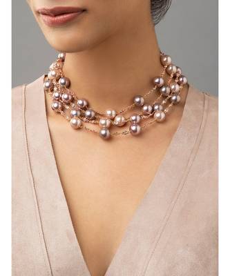 The rose pink shell pearls of Swarovski  beauty on the threads. 1
