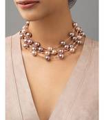 The rose pink shell pearls of Swarovski  beauty on the threads.
