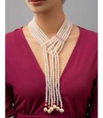 Brownish-white agate beads with Swarovski shell pearls.