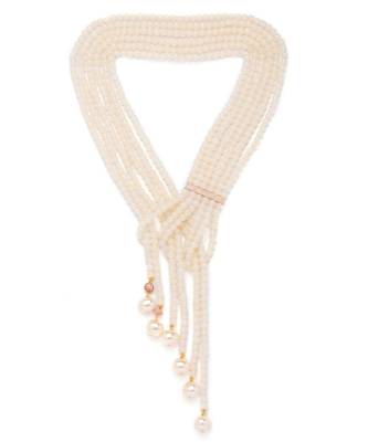 Brownish-white agate beads with Swarovski shell pearls. 3