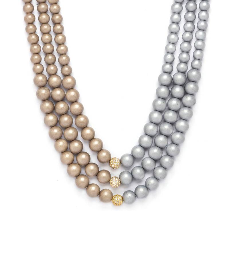 Greyish-brown necklace with shell pearl drops  agate beads.