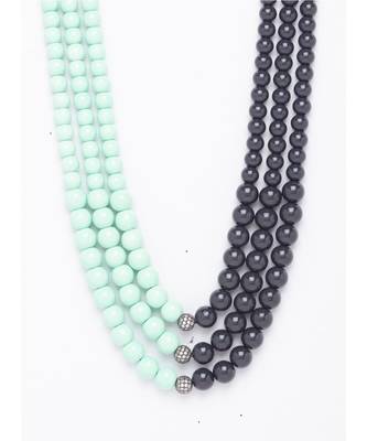 Bluish-black brass necklace sporting Swarovski shell pearls 2