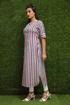 Women Multicolour Readymade Kurti Dress For Girls  2