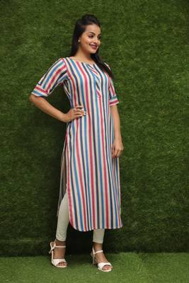 Women Multicolour Readymade Kurti Dress For Girls  3