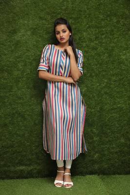 Women Multicolour Readymade Kurti Dress For Girls  5
