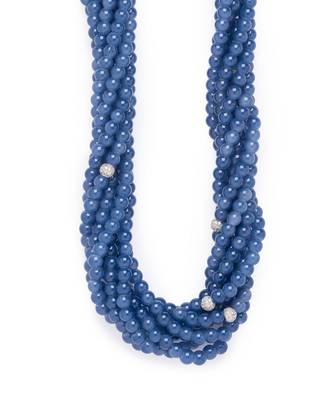 Blue necklace with Swarovski agate beads. 2