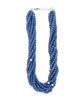 Blue necklace with Swarovski agate beads. 3