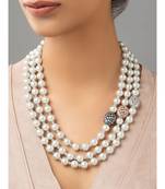 White bright necklace with shell pearl drops.