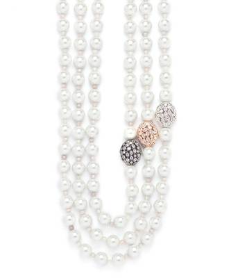 White bright necklace with shell pearl drops. 2