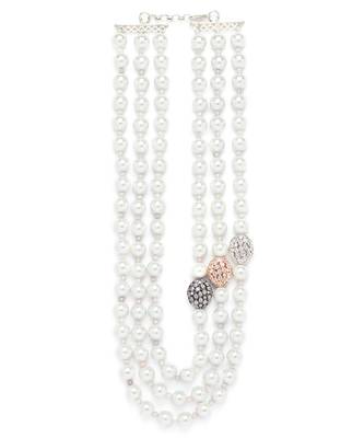 White bright necklace with shell pearl drops. 3