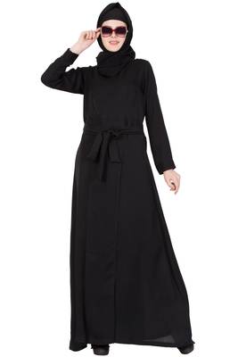 Beautifull Nida Abaya Dress With Belt Abaya   Dark Brown 1