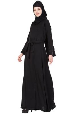 Beautifull Nida Abaya Dress With Belt Abaya   Dark Brown 2