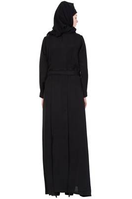 Beautifull Nida Abaya Dress With Belt Abaya   Dark Brown 4