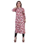 Peach printed rayon kurtas-and-kurtis