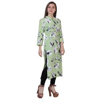 Light-olive printed rayon kurtas-and-kurtis 3