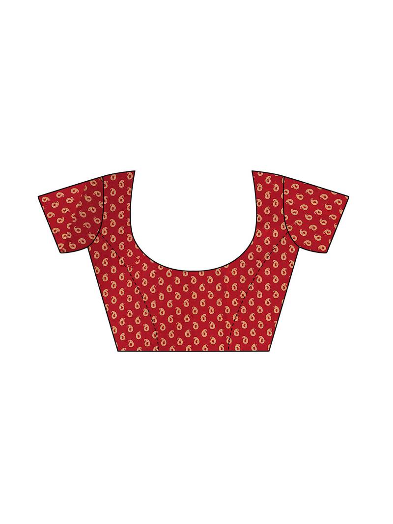 Multicolor printed poly silk saree with blouse