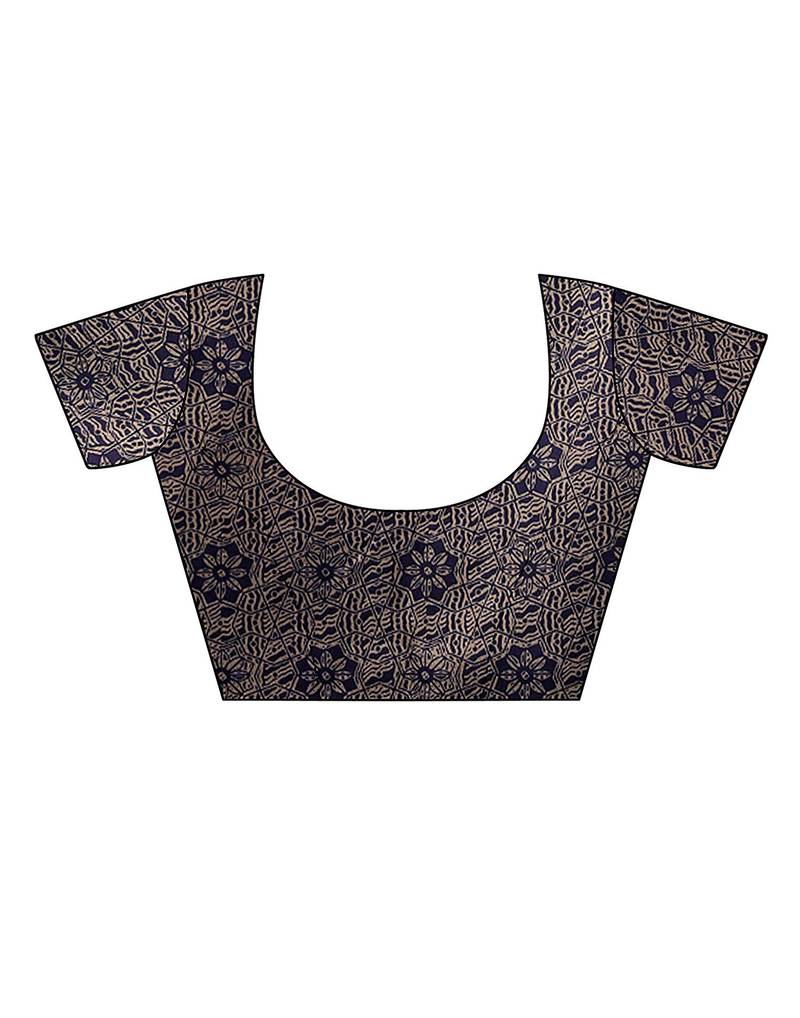 Multicolor printed poly silk saree with blouse