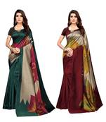 Multicolor printed poly silk saree with blouse
