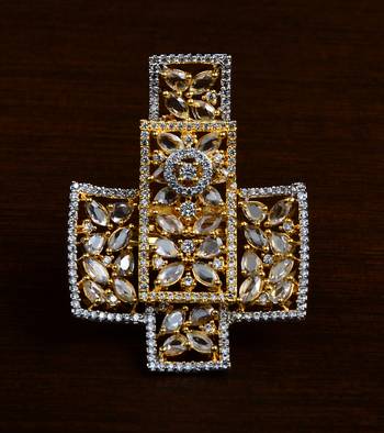 Gold Plated American Diamond Embellished Designer Finger Ring FR13 2