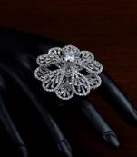 Rhodium Plated Designer American Diamond Finger Ring FR18